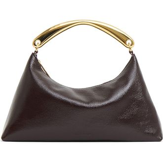 Mansur Gavriel Rhea Metal Handle Naplak Leather Handbag in Aubergine at Nordstrom