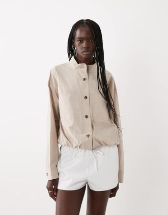 Arket overshirt sportiva in cotone marrone chiaro