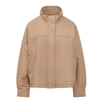 Pinko Pinko, Dames, Jassen, Beige, Maat: 2XS Leer