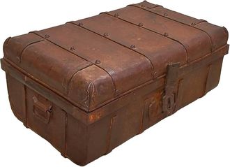 Wanderlust Deco Maleta De Metal Acabado Artesanal Marr&oacute;n 67x37x25h Cm