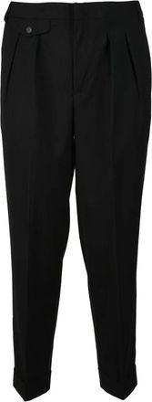 Bonheur Tailored Black Stretch Pants With Pleat Front Design