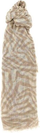 Brunello Cucinelli Womens Beige Linen Patterned Scarf