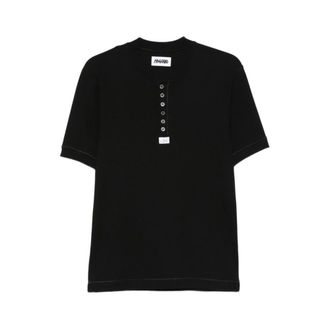 Magliano T-Shirts, male, Black, Size: S Buttoned Short-Sleeve T-shirt