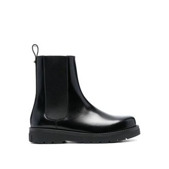 Valentino Garavani Black Leather Chelsea Mens Boots