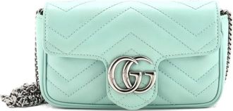 Gucci GG Marmont Monochrome Flap Bag Matelasse Leather Super Mini crossbody bag - Groen