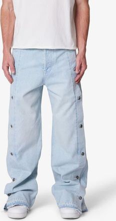 mnml Offset Button Baggy Jeans in Light Blue at Nordstrom, Size 33
