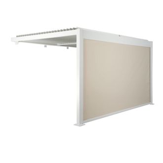 Sweeek P&eacute;rgola bioclim&aacute;tica de aluminio adosada 4x3m + 1 toldo 4m, blanco