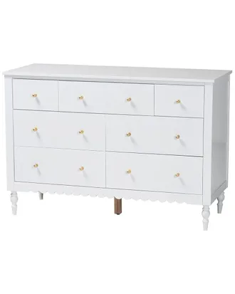 Baxton Studio Roni Modern 7-Drawer Dresser With Scalloped Edges