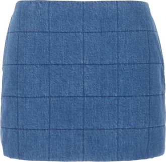Gucci Gewatteerde Rok - Dames - Korte rokken - Blauw - S - Katoen - Rokken