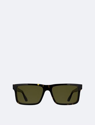 Calvin Klein Mens Acetate Rectangle Sunglasses - Brown