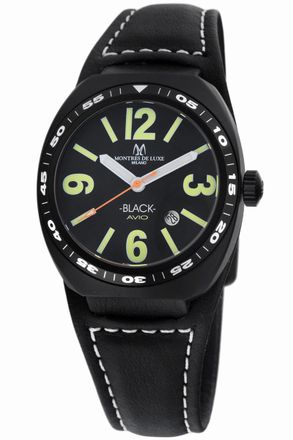 Montres de Luxe mens avio black watch Leather - One Size