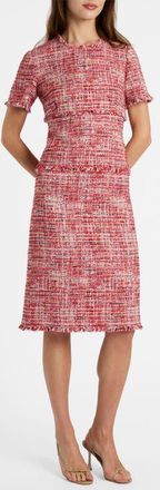 Santorelli Giulia Short Sleeve Sheath Dress in Modern Tweed in Chili Pepper at Nordstrom, Size 12