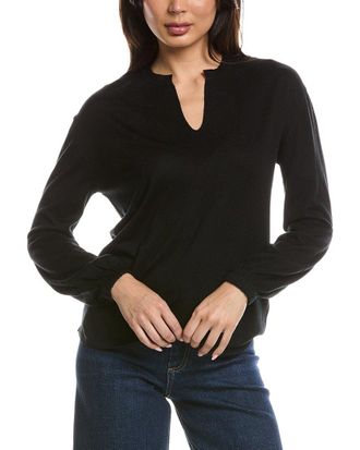 Fort&eacute; Cashmere Split Neck Silk & Cashmere-Blend Sweater