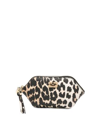 Ganni Bou Coin Leopard-Print Clutch Bag