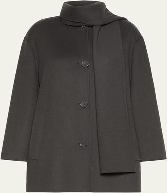 Max Mara Alicia Neck-Scarf Wool Single-Breasted Coat
