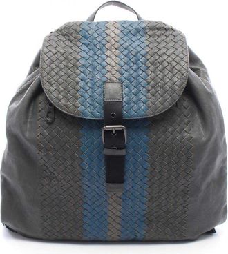 Bottega Veneta Pre-owned Bottega Veneta Nappa Intrecciato Drawstring Flap Backpack Ladies 3E043P74YTEATBDU