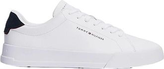 Tommy Hilfiger Sportieve lage sneakers met gehamerd afwerking - Heren - Sneakers - Wit - 42 EU - Leer - Schoenen