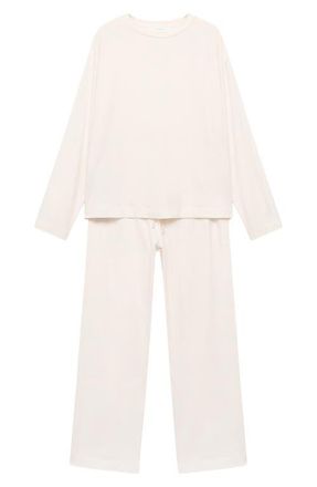 Mango Plain Cotton Pajamas in Vanilla at Nordstrom, Size X-Large