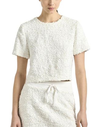 Derek Lam Syrena Paillette Boucle Cropped Boxy Tee