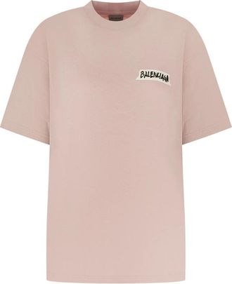 Balenciaga Masking Tape T-shirt - Dames - T-shirts - Roze - M - Katoen - Tops