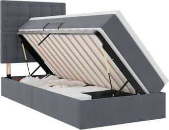vidaXL Storage Bed with Mattress Dark Grey 90 x 190 cm Velvet vidaXL