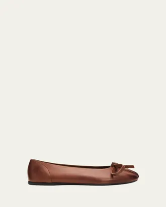Prada Antiqued Leather Ballerina Flats