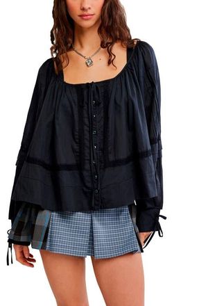 Free People We The Free La Lune Cotton Top in Black at Nordstrom, Size Medium