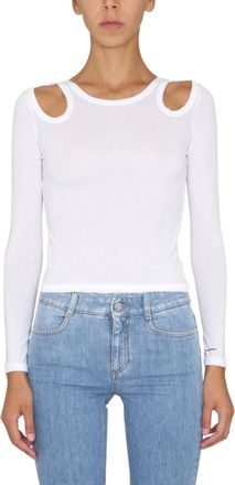 Stella McCartney White Solid Round Neck Top