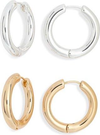 Leith 2-Pack Hoop Earrings in Gold- Silver at Nordstrom Rack