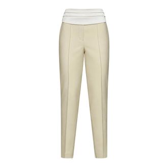 The Attico Slim-fit broek - Dames - Broeken - Beige - Maat: M Zijde