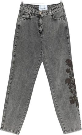 Blugirl Geborduurde Bloemen Grijze Jeans - Dames - Slim Fit Jeans - Grijs - W29 - Jeans