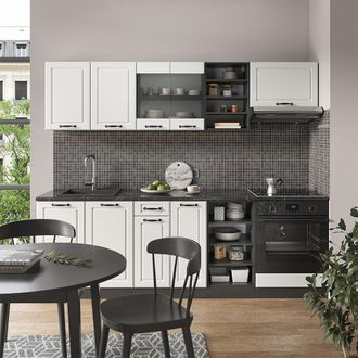 Vicco Mueble De Cocina R-line, Casa De Campo Blanca/antracita, 240 Cm Sin Encimera