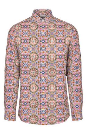 Swims Santorini Stretch Linen & Cotton Button-Up Shirt in Pink at Nordstrom, Size Xx-Large