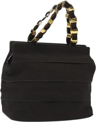 Ferragamo Tweedehands Canvas handtassen - Dames - Vintage Handtas - Bruin - ONE Size - Vintage