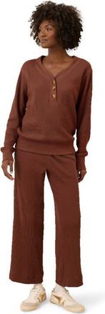 Pact Thermal Waffle Wide Leg Pant in Mahogany Brown at Nordstrom, Size X-Small