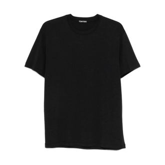 Tom Ford Tops, Heren, Zwart, XL, Katoen, T-shirt met ronde hals