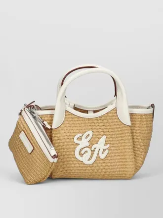 Emporio Armani straw mini tote bag and pouch
