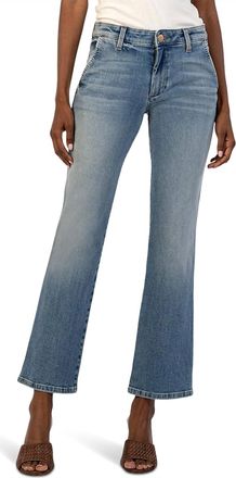 Kut from the Kloth Kelsey Mid Rise Ankle Flare Jeans In Decreased With Medium Base