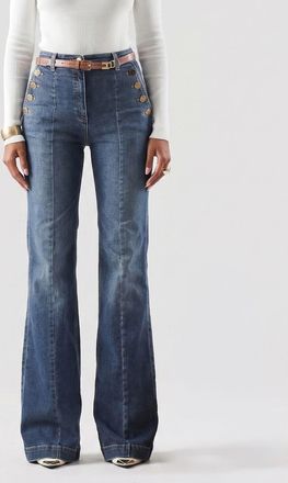 Elisabetta Franchi Mid-Rise Slim Fit Flare Jeans in Denim