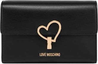 Love Moschino heart-detail chain-strap cross body bag - women - Polyurethane/Fabric - One Size - Black