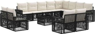 vidaXL Conjunto De Sof&aacute;s De Jard&iacute;n 13 Uds. Negro Y Blanco Crema Vidaxl