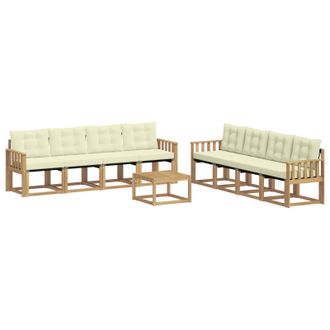 vidaXL Conjunto De Sof&aacute;s De Exterior Con Coj&iacute;n 9 Pcs Blanco Y Crema Vidaxl