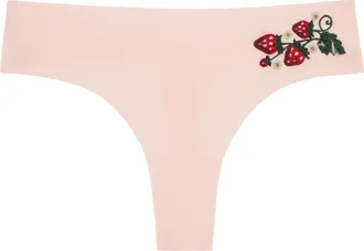 Uwila Warrior Soft Seamless Thong with Embroidery in Rose Quartz at Nordstrom, Size Xxx-Large