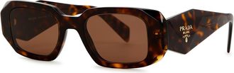 Prada Rectangle-frame Sunglasses Designer-stamped Wide Arms, 100% UV Protection - Brown