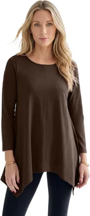 Roaman's Plus Size Ultimate Handkerchief Hem Tunic in Chocolate at Nordstrom, Size Medium