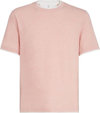 Brunello Cucinelli T-shirt with faux-layering in Apricot at Nordstrom, Size Xxx-Large Eu