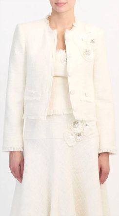 Cinq &agrave; Sept Crunchy Flower Christie Jacket In Gardenia