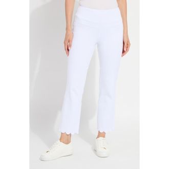 Lyss&eacute; Sage Scallop Hem Pull-On Ankle Bootcut Knit Jeans in White at Nordstrom, Size X-Large