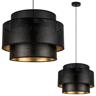 OEM L&aacute;mpara Colgante Asti Trio Negra Y Dorada Malla 40cm