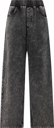 Diesel Wide-Leg Stretch Pants with Drawstring Waist and Denim Effect